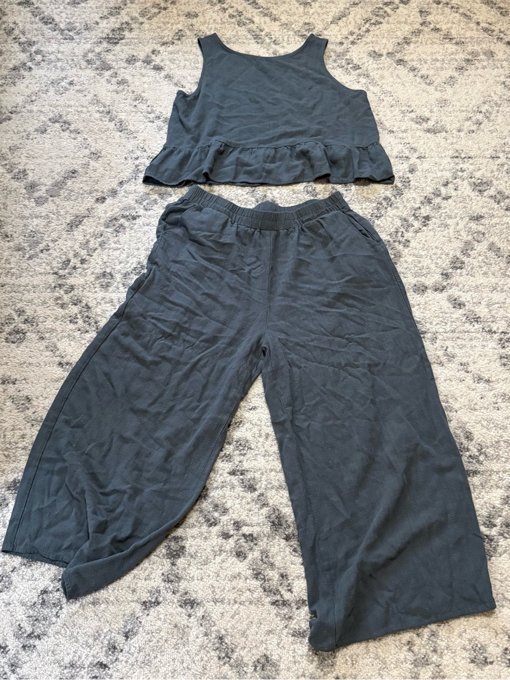 Wide-Leg Pant & Ruffle-Hem Tank Set